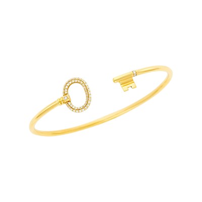 Lot 2021 - Tiffany & Co. Gold and Diamond 'Keys Wire' Bangle Bracelet