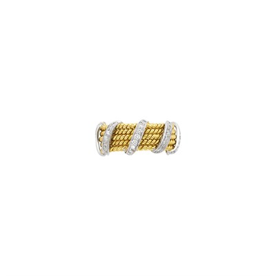 Lot 31 - Tiffany & Co., Schlumberger Gold, Platinum and Diamond 'Rope Five Row' Band Ring