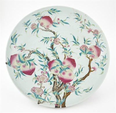 Lot 326 - A Chinese Enameled Porcelain Peach Charger