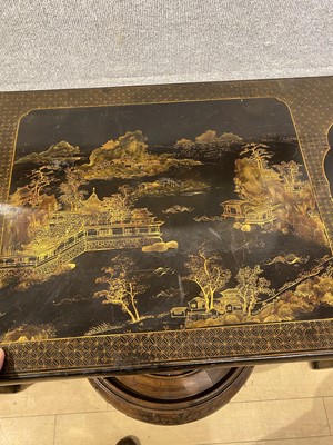 Lot 65 - A Chinese Gilt Decorated Black Lacquered Side Table, Tiaozhuo.