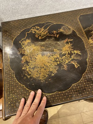 Lot 65 - A Chinese Gilt Decorated Black Lacquered Side Table, Tiaozhuo.