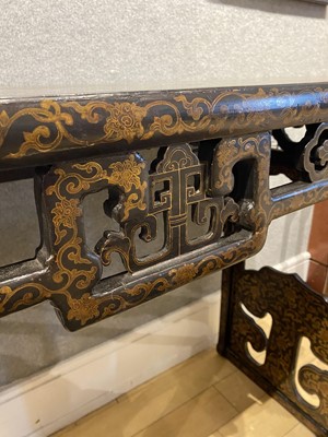 Lot 65 - A Chinese Gilt Decorated Black Lacquered Side Table, Tiaozhuo.