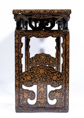 Lot 65 - A Chinese Gilt Decorated Black Lacquered Side Table, Tiaozhuo.