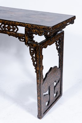 Lot 65 - A Chinese Gilt Decorated Black Lacquered Side Table, Tiaozhuo.