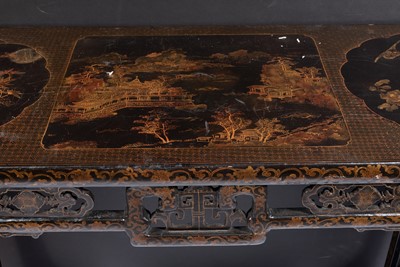 Lot 65 - A Chinese Gilt Decorated Black Lacquered Side Table, Tiaozhuo.