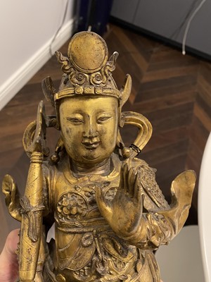 Lot 63 - A Chinese Gilt Bronze Figure of Weituo