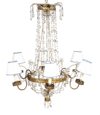Lot 275 - Neoclassical Style Gilt-Metal and Cut-Glass Six-Light Chandelier