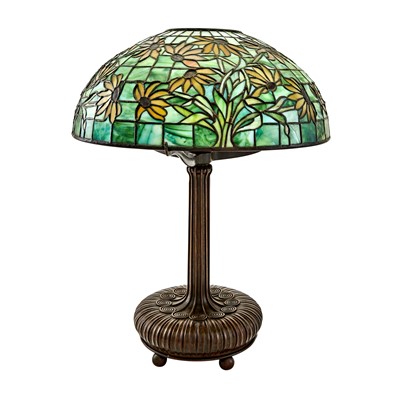 Lot 512 - Tiffany Studios Bronze and Leaded Glass Black-Eyed Susan Table Lamp