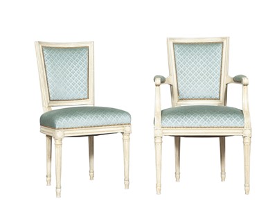 Lot 306 - Set of Fourteen Louis XVI Style Dining Chairs