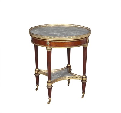 Lot 288 - Louis XVI Style Marble Top Gilt Bronze Mounted Bouillotte Table