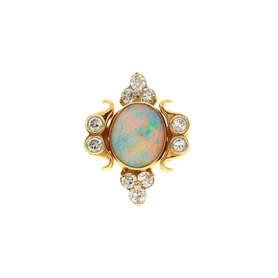 Lot 2039 - Gold, Opal and Diamond Ring