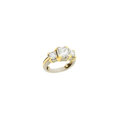 Lot 1139 - Platinum, Gold, Diamond and Colored Diamond Ring