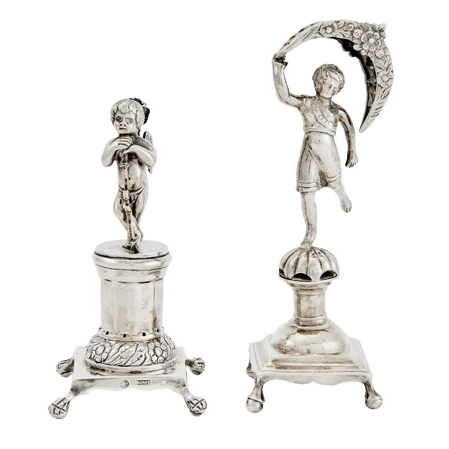 Lot 220 - Two Portuguese Silver Figural Toothpick Holders