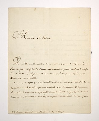 Lot 124 - Letter signed by Jacques-Étienne Montgolfier, pioneering balloonist