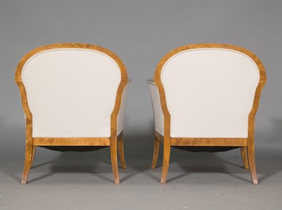 Lot 520 - Pair of Swedish Art Deco Upholstered Birch Armchairs