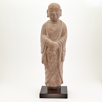 Lot 137 - A Chinese Carved Stone Figure of a Luohan