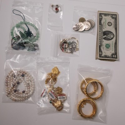 Lot 2114 - Group of Jewelry and Costume Jewelry, Coins and Banknotes