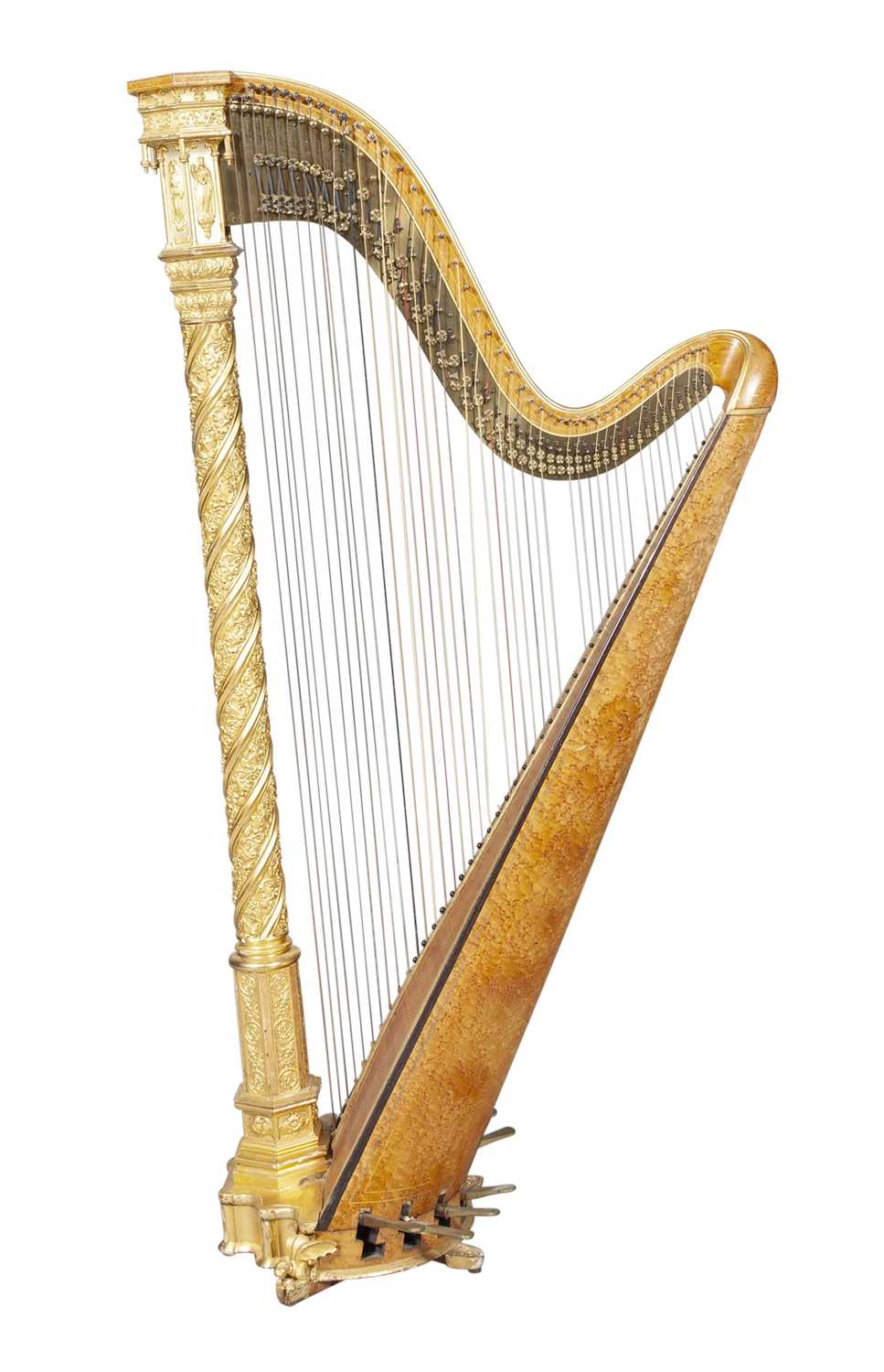 Lot 1035 - English Gothic Revival Maple, Gilt-Metal and Parcel-Gilt 46 String Eight-Pedal  Harp