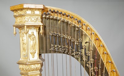 Lot 1035 - English Gothic Revival Maple, Gilt-Metal and Parcel-Gilt 46 String Eight-Pedal  Harp