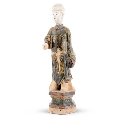 Lot 127 - A Chinese Glazed Pottery Figure of an Attendant