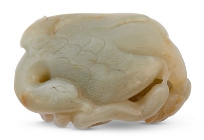 Lot 445 - A Chinese Celadon Jade Carving of a Goose