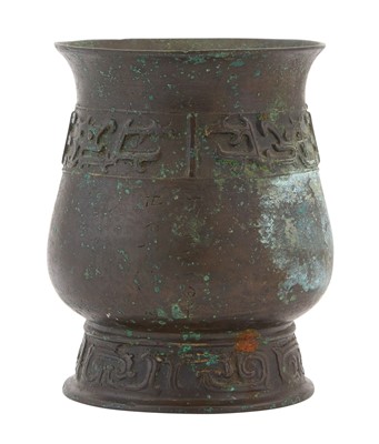 Lot 512 - A Chinese Archaistic Bronze Hu Vase