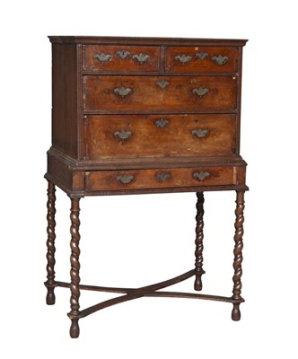 Lot 98 - William III Burr and Figured Walnut Chest on Stand