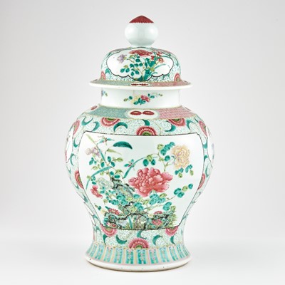 Lot 65 - A Chinese Enameled Porcelain Baluster Jar and Cover