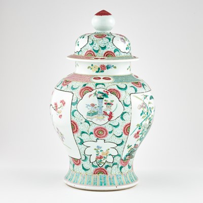 Lot 65 - A Chinese Enameled Porcelain Baluster Jar and Cover