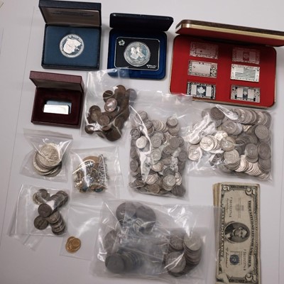 Lot 2122 - Group of United States Gold, Silver, Clad and Metal Coins and Banknotes and Group of Costume Jewelry