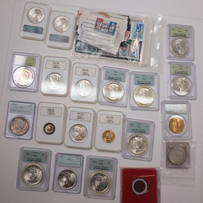 Lot 2123 - Group of United States and Foreign Gold, Silver and Metal Coins and Stamps