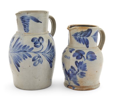 Lot 641 - Two Cobalt-decorated Stoneware Pitchers