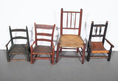 Lot 1054 - Four Painted Child's Chairs