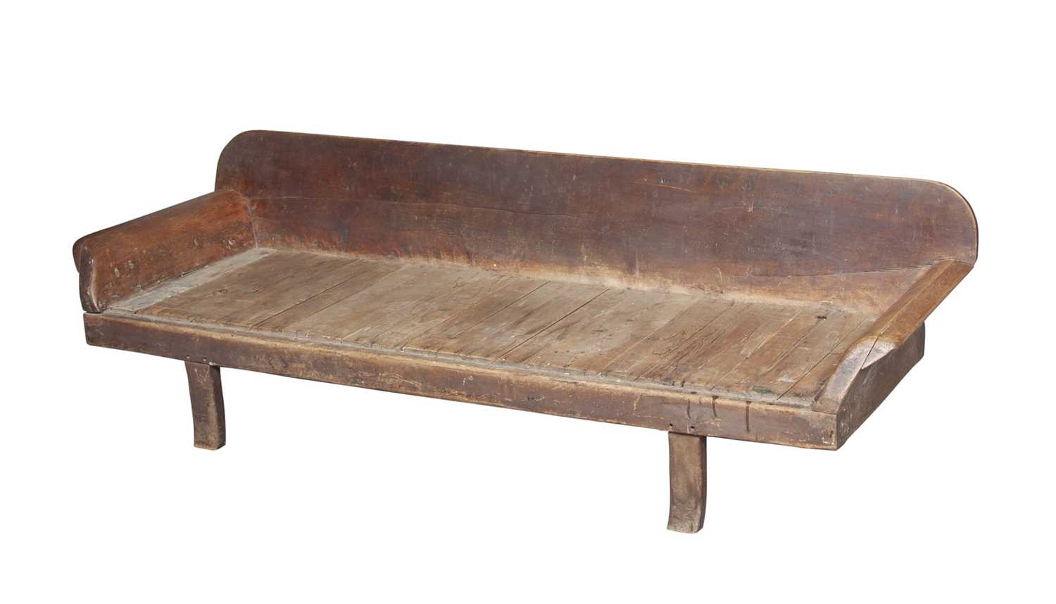 Lot 147 - Rustic Style Low Stained Wood Bench