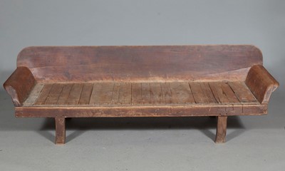 Lot 147 - Rustic Style Low Stained Wood Bench