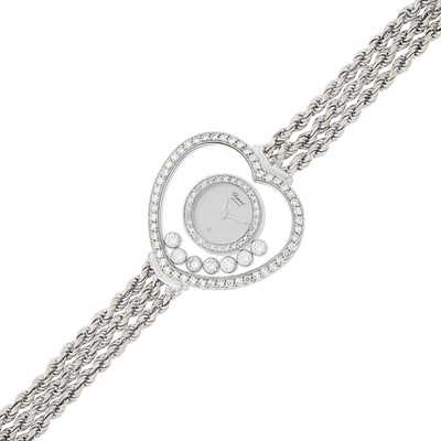 Lot 87 - Chopard Triple Strand White Gold and Diamond 'Happy Diamonds' Bracelet-Watch