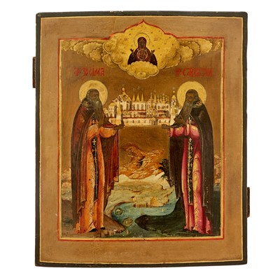 Lot 58 - Russian Icon of Saints Zosima and Savvatii