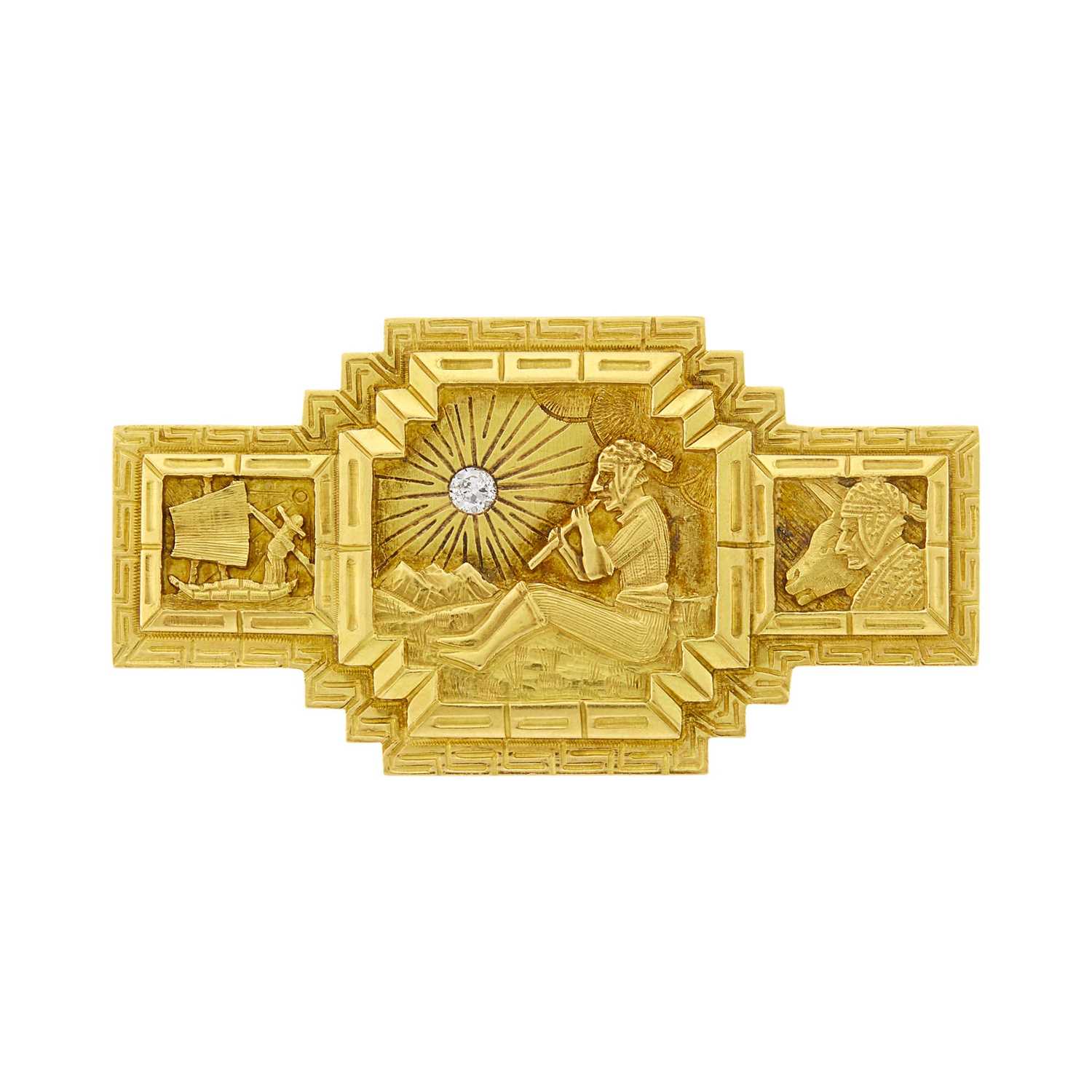 Lot 132 - Gold and Diamond Brooch