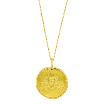 Lot 85 - Georges L'Enfant for Van Cleef & Arpels Gold Taurus Zodiac Pendant with Chain Necklace, France