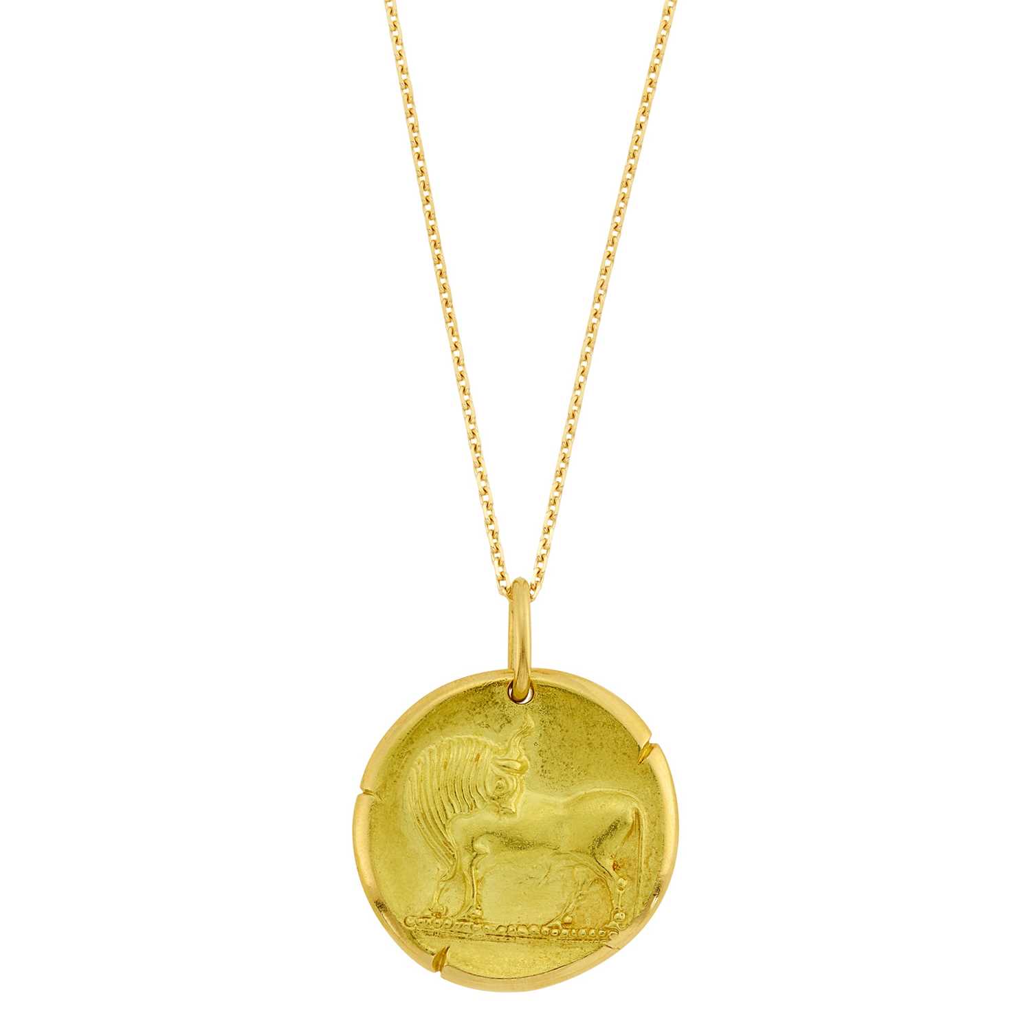 Lot 85 - Georges L'Enfant for Van Cleef & Arpels Gold Taurus Zodiac Pendant with Chain Necklace, France