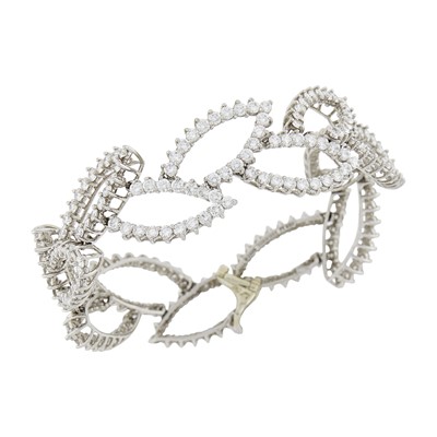Lot 211 - Angela Cummings Platinum and Diamond Leaf Bracelet
