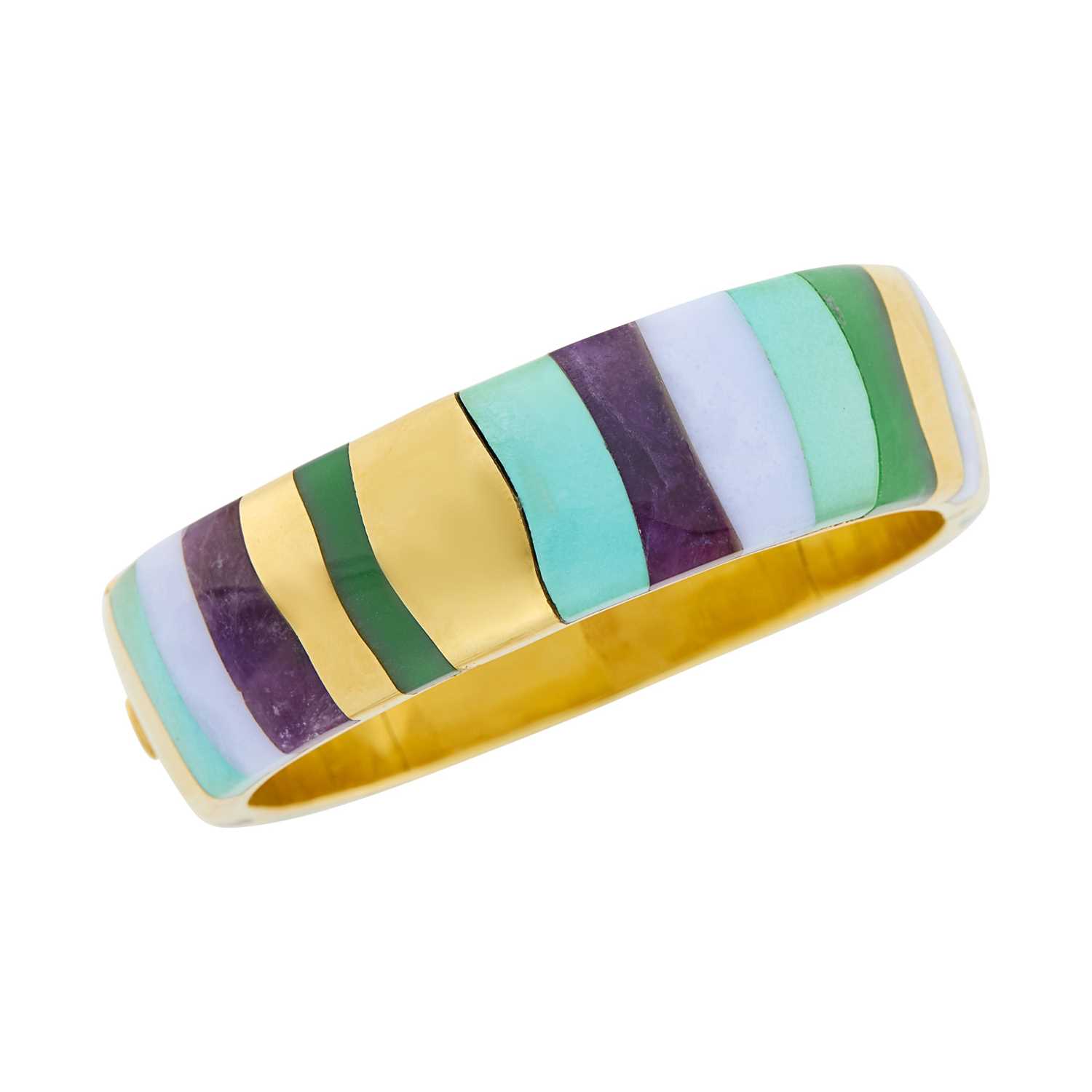 Lot 5 - Tiffany & Co. Gold and Hardstone Bangle Bracelet