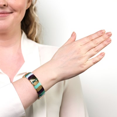 Lot 5 - Tiffany & Co. Gold and Hardstone Bangle Bracelet