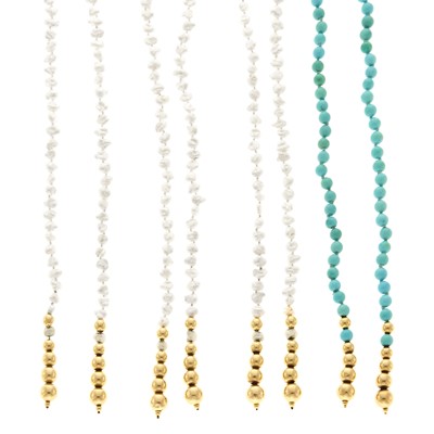 Lot 2045 - Three Gold and Baroque Freshwater Pearl Lariats and Bead Lariat