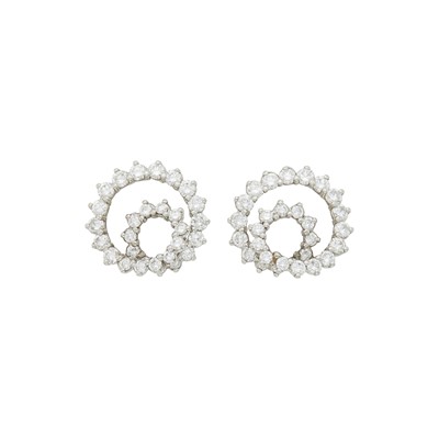 Lot 65 - Angela Cummings Pair of Platinum and Diamond 'Swirl' Earrings
