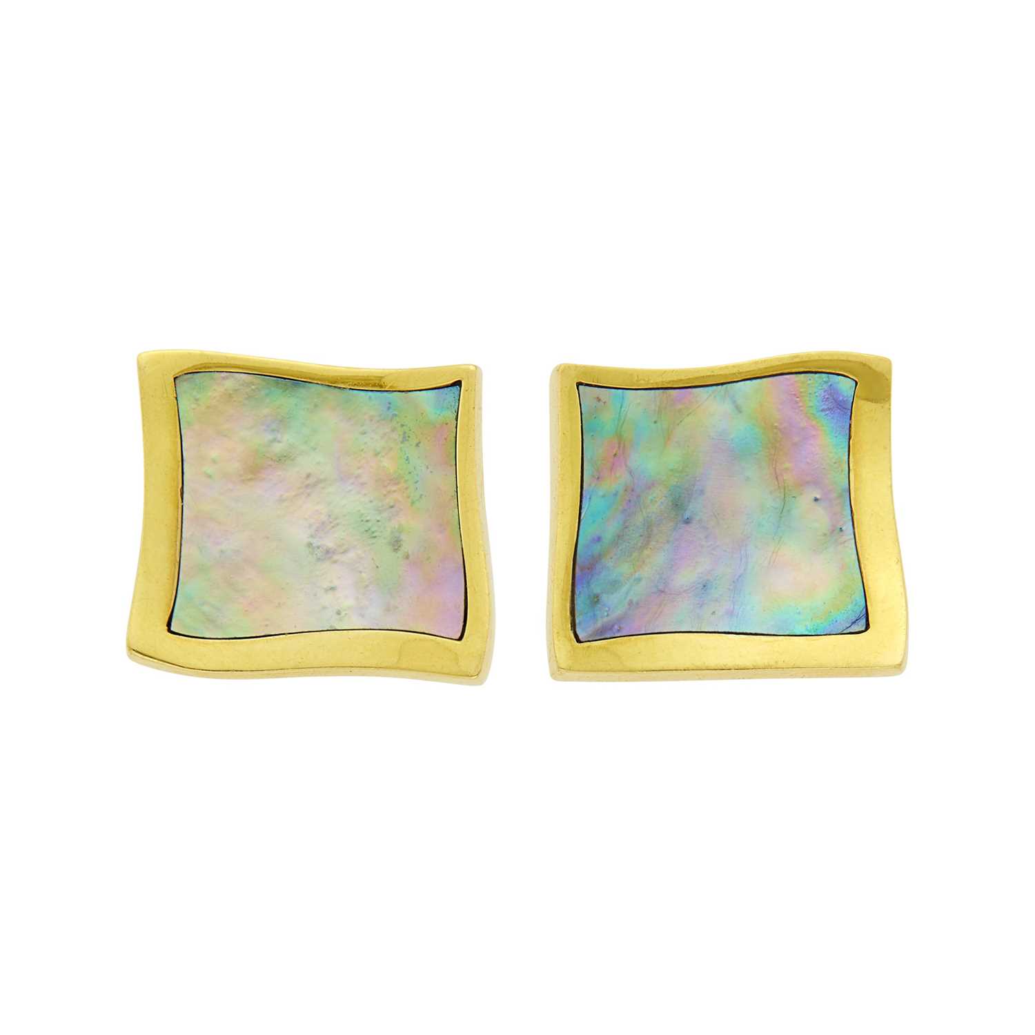 Lot 3 - Angela Cummings Pair of Gold and Abalone Shell Earrings