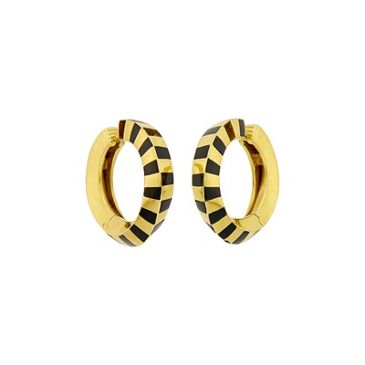 Lot 1009 - Tiffany & Co., Angela Cummings Pair of Gold and Black Jade Hoop Earrings