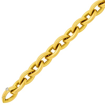 Lot 1114 - Gold, Platinum and Diamond Link Bracelet
