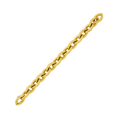 Lot 1114 - Gold, Platinum and Diamond Link Bracelet