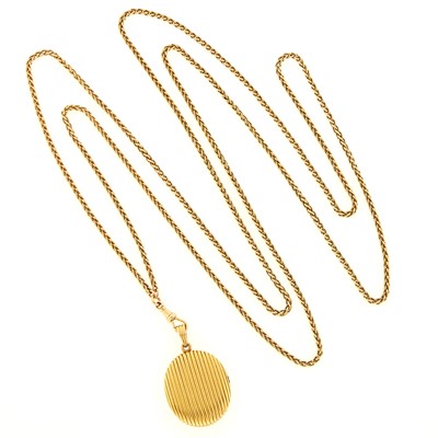 Lot 2138 - Gold Locket with Long Chain Necklace